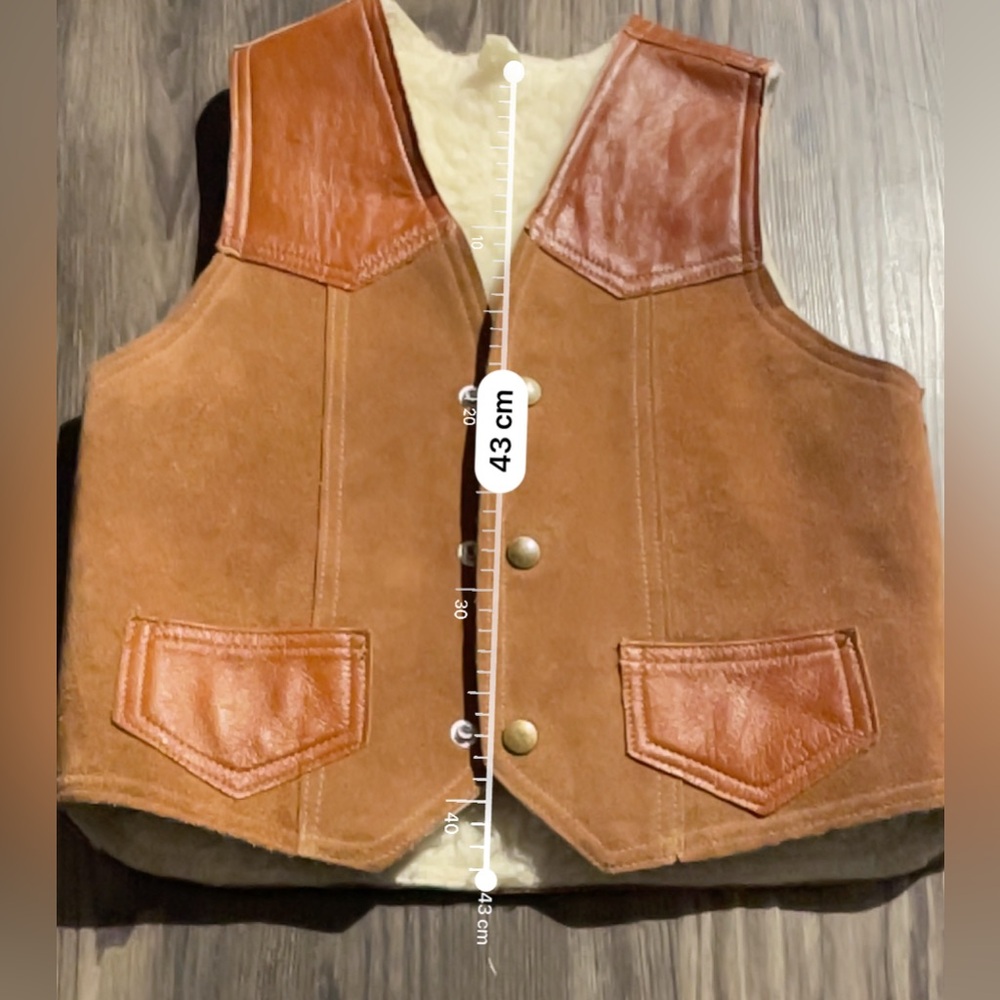 Brown Suede and Leather Vest - Picture 7 of 8